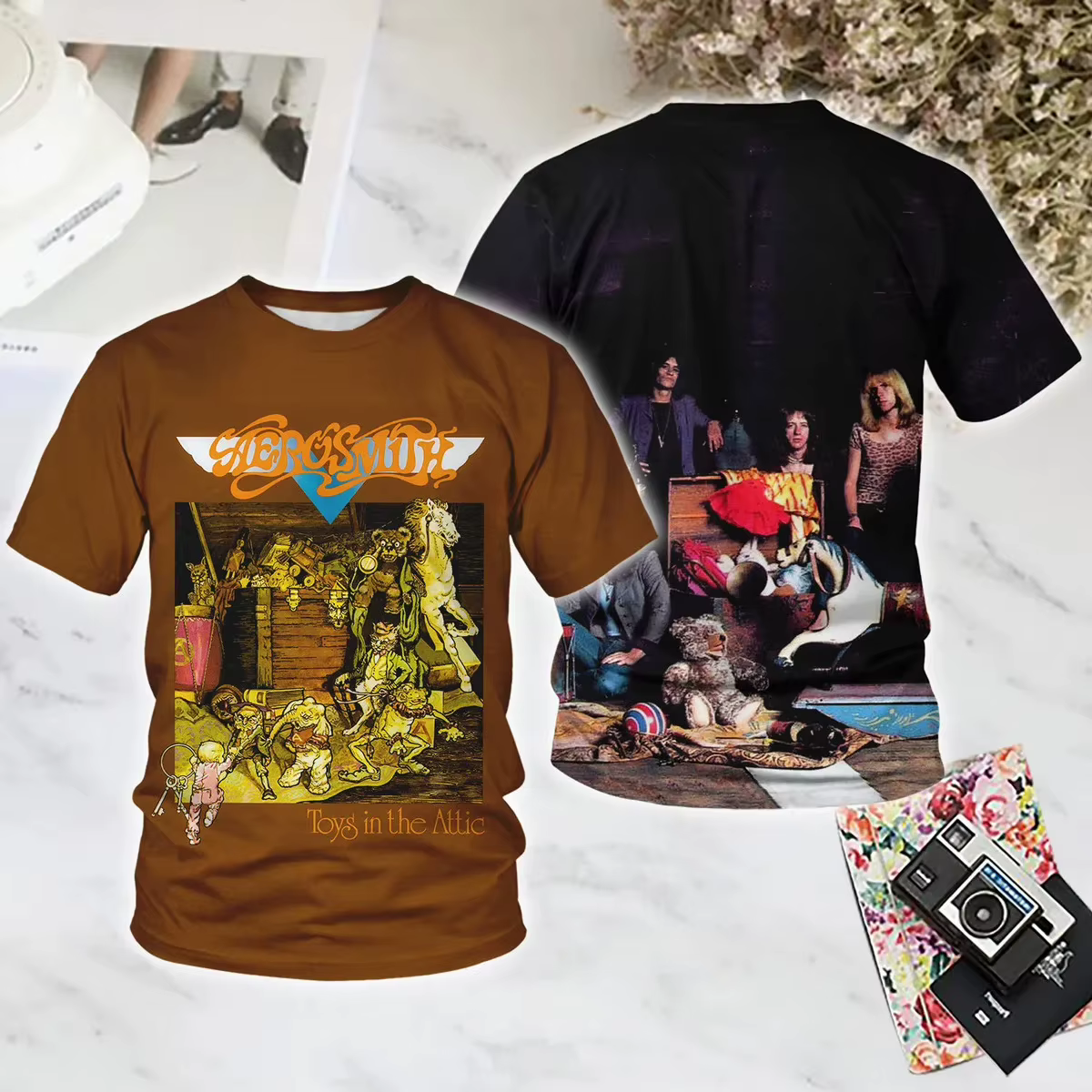 2025 nouveau groupe de Rock Aerosmith impression 3D T-shirt hommes femmes mode décontracté surdimensionné à manches