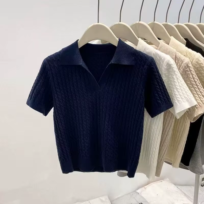T-shirt à manches courtes en tricot pour femmes