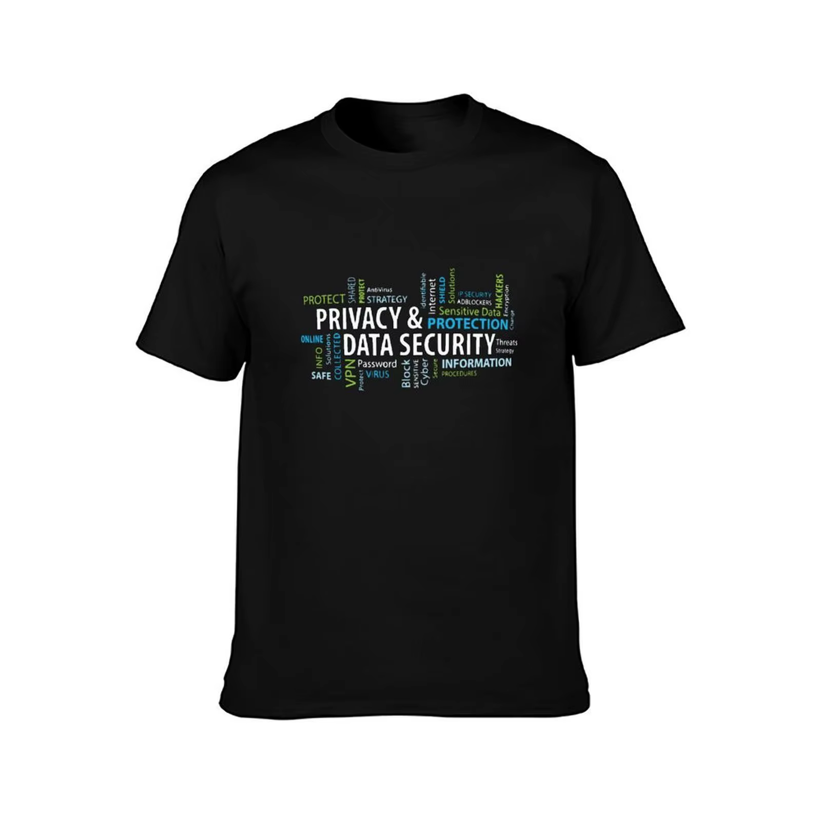 T-shirt décontracté à imprimé graphique sur le thème de la confidentialité et de la sécurité des données