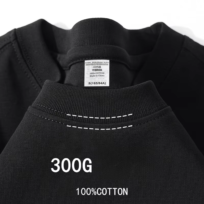 300g coton t-shirts hommes à manches courtes poids lourd été col rond ample respirant chemise