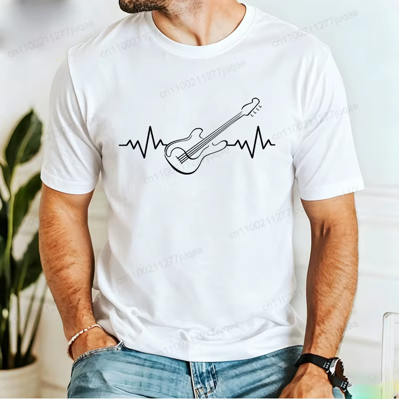 T-shirt pour homme à imprimé guitare Heartbeat