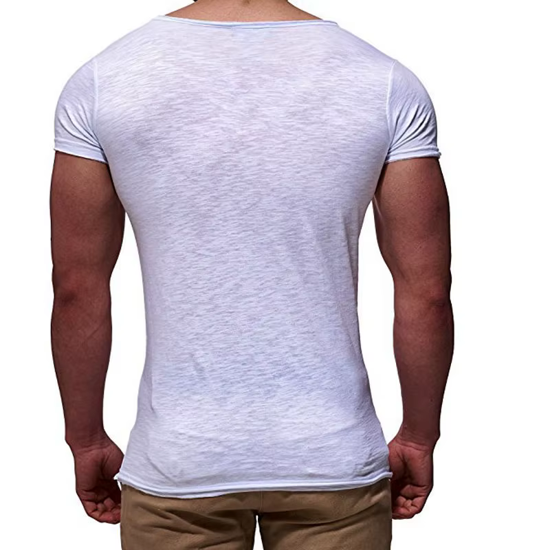 T-shirt hommes 2025 loisirs été à manches courtes couleur unie patchwork hauts t-shirts vêtements