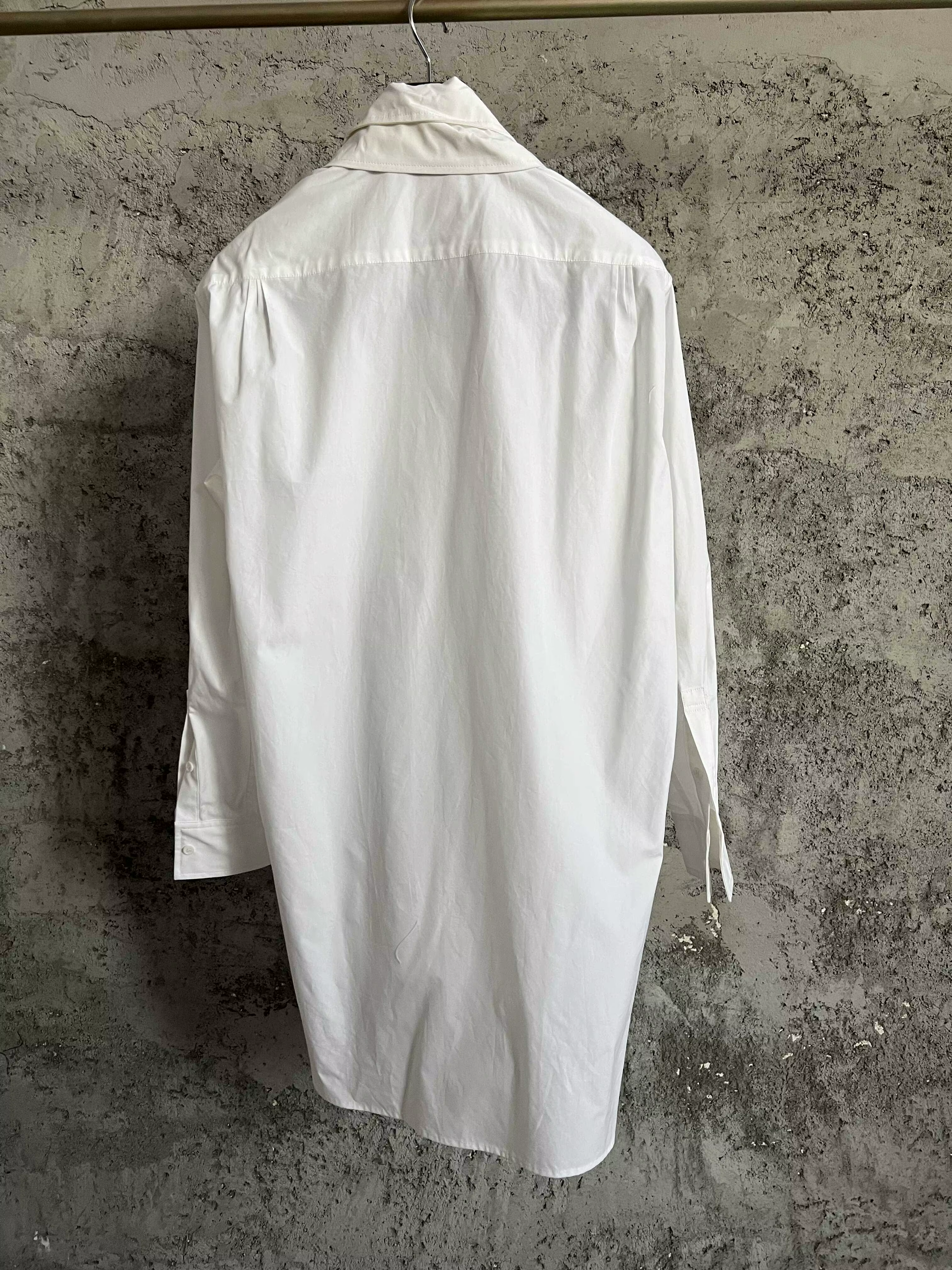 Chemise de couleur contrastée à col détachable, design Original, chemise blanche et noire à col asymétrique en coton