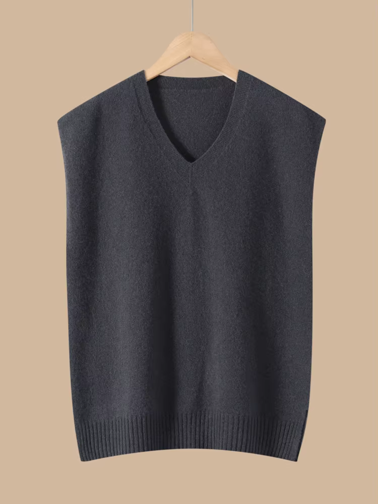 Basique 100% laine mérinos femmes gilet automne hiver pull solide col en v tricoté