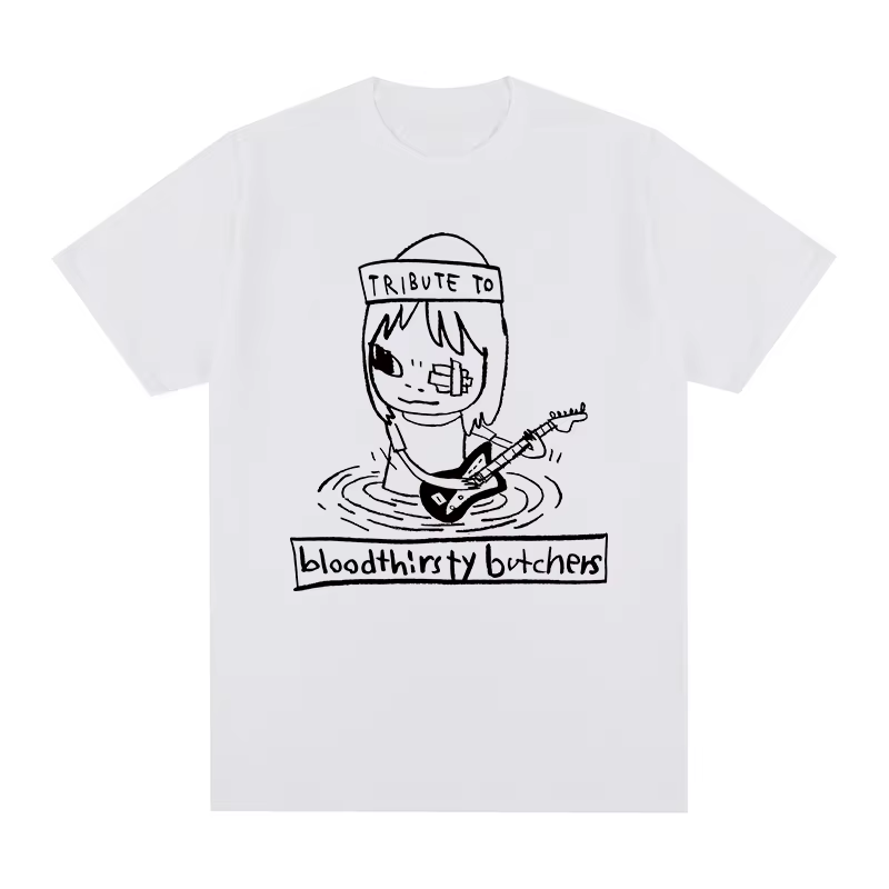 T-shirt en coton Yoshitomo Nara Rock Guitar pour hommes et femmes