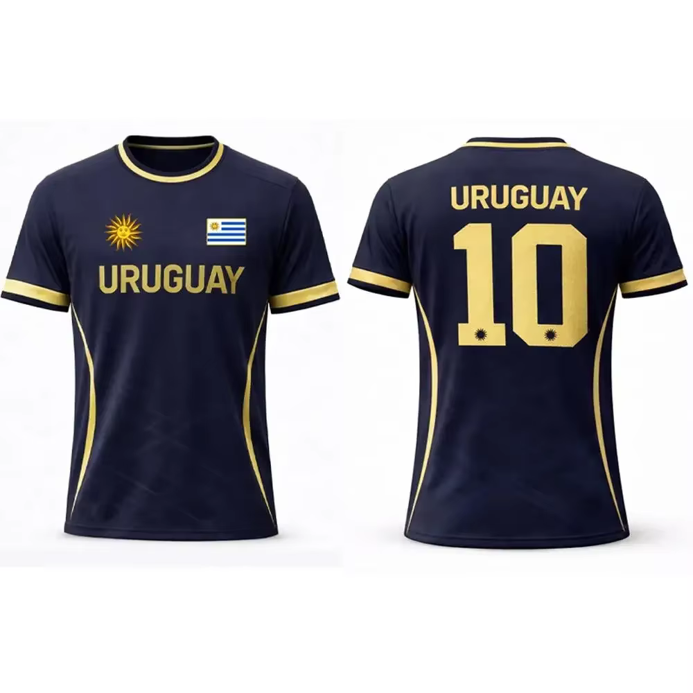 T-shirt unisexe Uruguay Sun Print en polyester respirant et confortable pour l'été