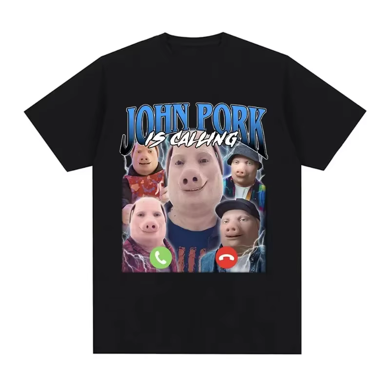 T-shirt humoristique avec motif 'John Pork Is Calling'
