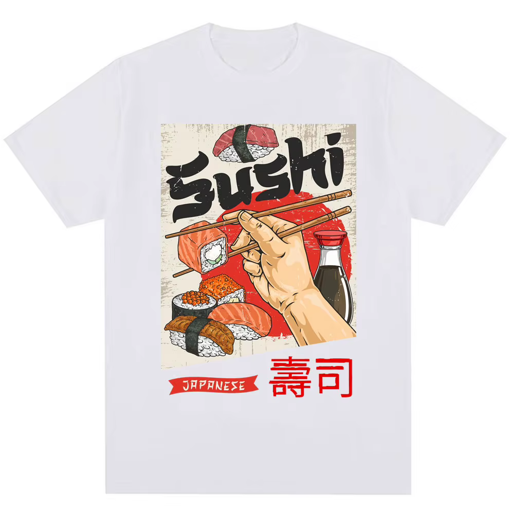 T-shirts graphiques amusants sur le thème du sushi japonais pour hommes et femmes