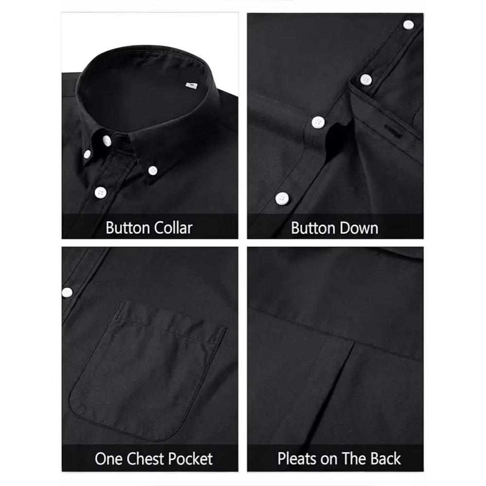 Chemises à manches longues pour hommes chemise Oxford de couleur unie