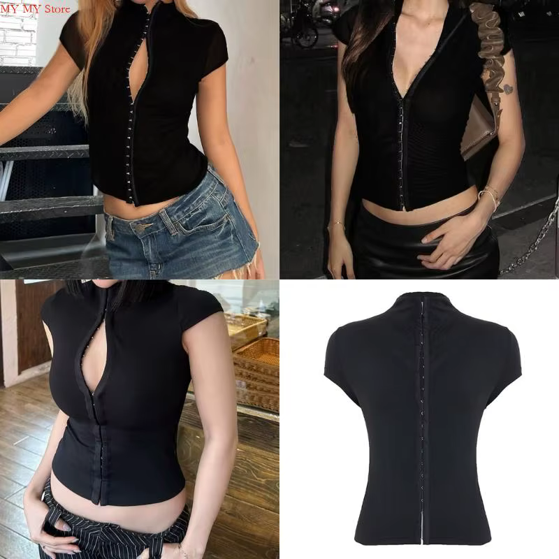 Chemise tricotée côtelée à col pour femmes