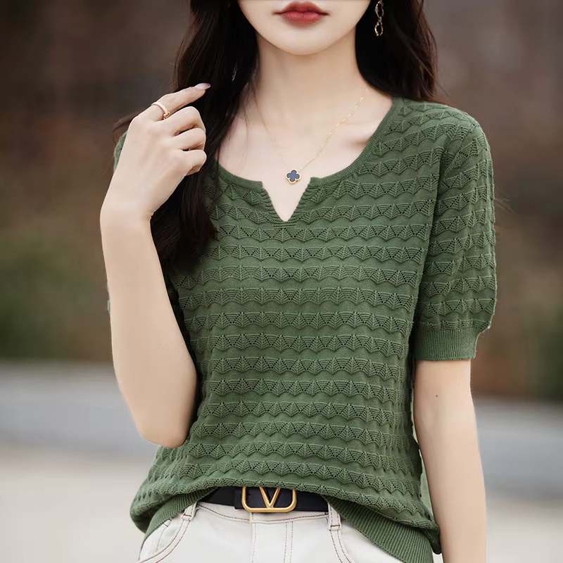 T-shirt en pur coton à manches courtes pour femmes