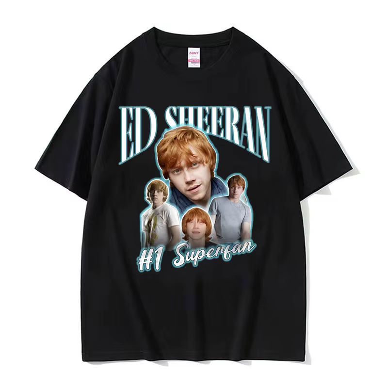 T-shirt drôle Ed Sheeran Number One Superfan Meme pour femme, mode rétro, manches courtes, unisexe, gothique, décontracté, en coton
