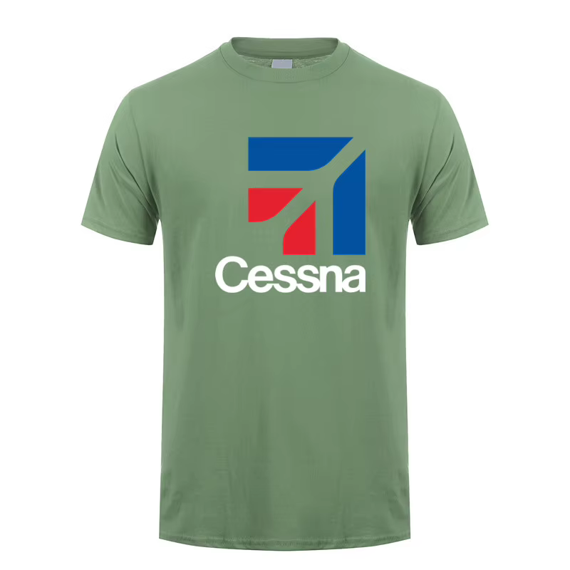 Cessna Logo T Shirt Summer Men Cotton Short Sleeve Aircraft Manufacturer T-shirts Funny Tshirt Man Tops Tee LH-678