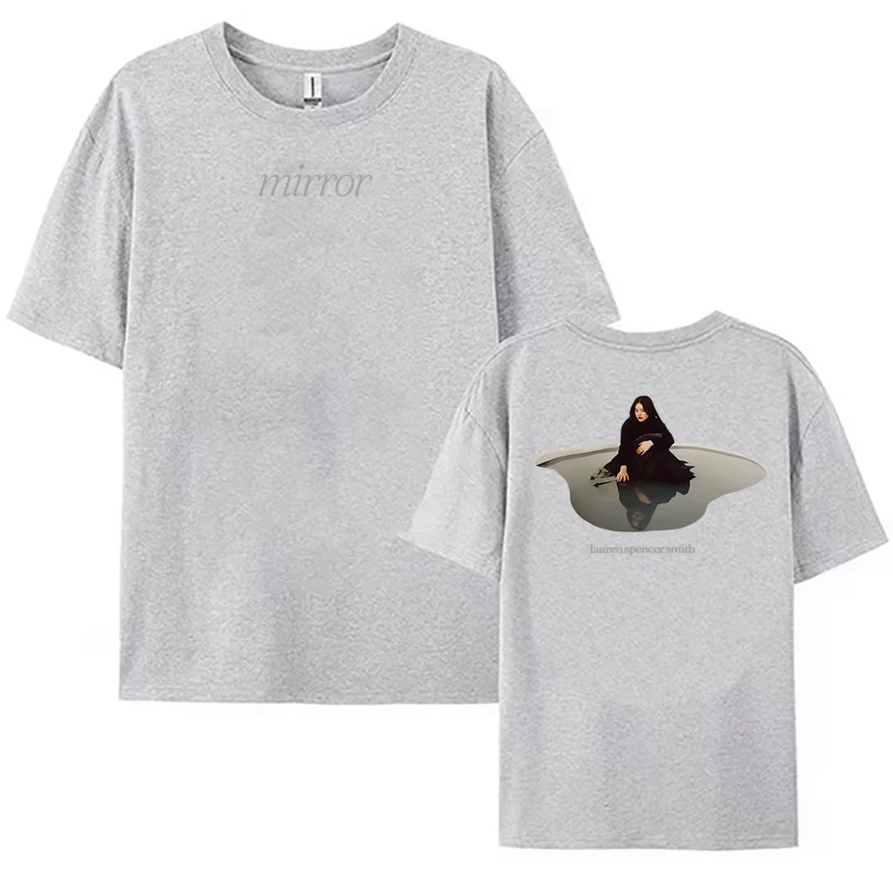 Miroir LAUREN SPENCER SMITH T-shirt Coton Lâche Unisexe Streetwear Chanteur Impression Mode Femme