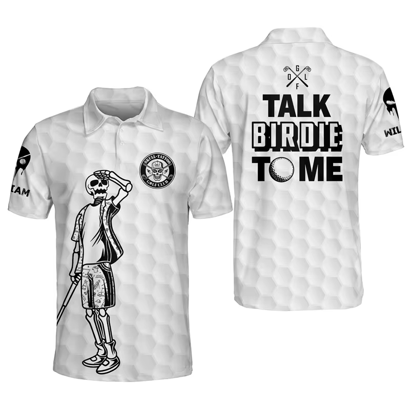 Polo à manches courtes Skull Talk Birdie To Me pour hommes et femmes