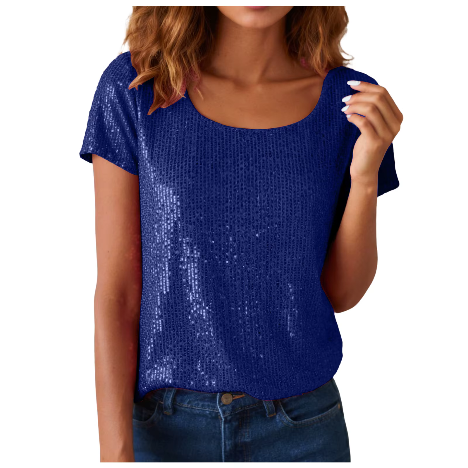 T-shirt à paillettes brillantes pour femmes