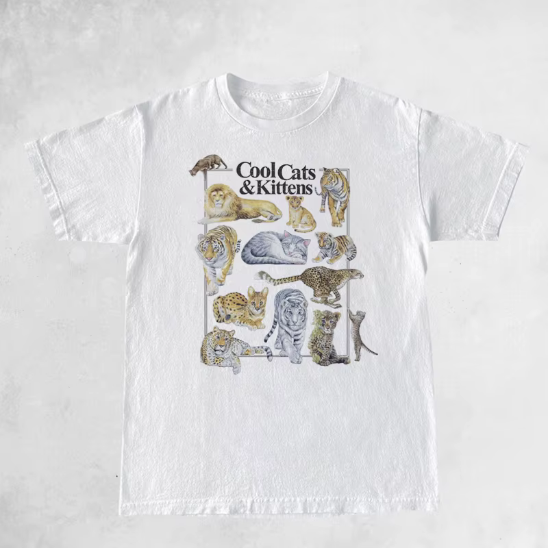 Cool chats et chatons Vintage T-Shirt femmes ample à manches courtes mignon félin