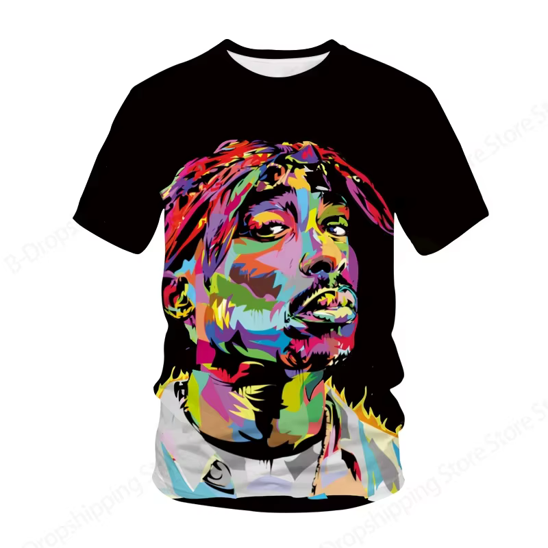 Nouveaux hommes femmes rappeur Tupac T-shirt 3d 2pac impression