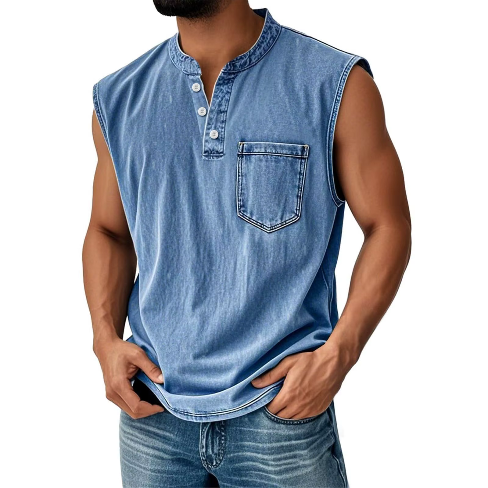 T-shirt sans manches vintage américain pour homme