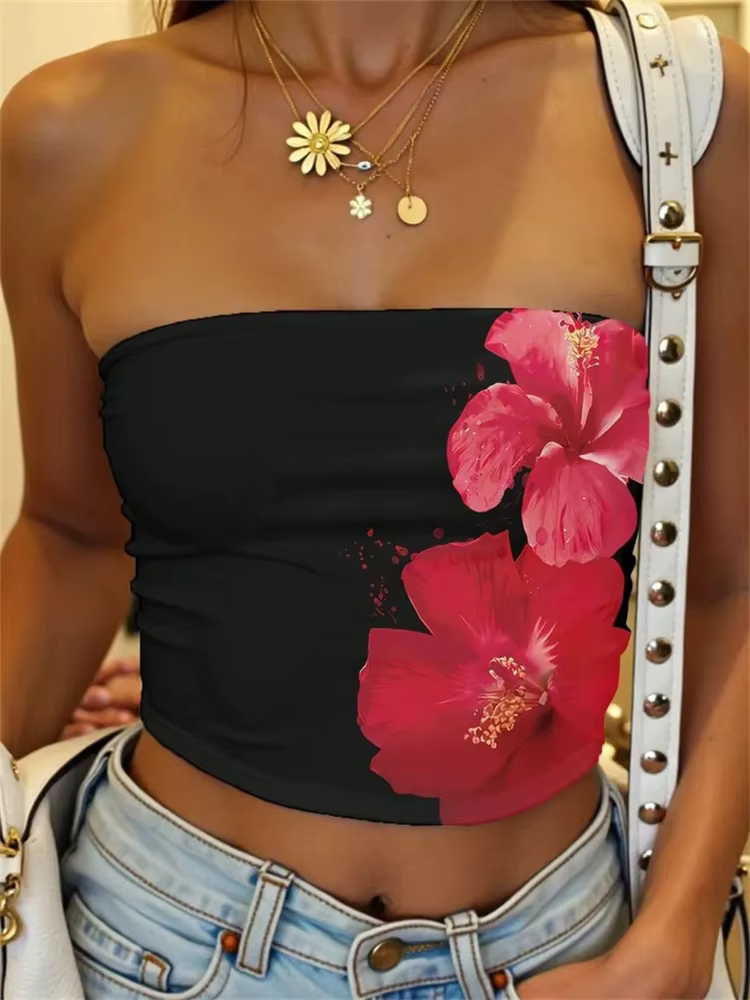Haut tubulaire imprimé Floral pour femmes