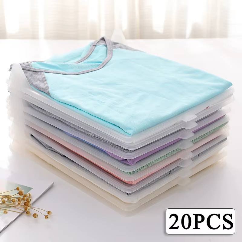 Planche de rangement pour chemises, 20 pièces, organisateur de T-shirts empilable, planche à vêtements pliante, rangement de vêtements Portable multifonctionnel avec poignée