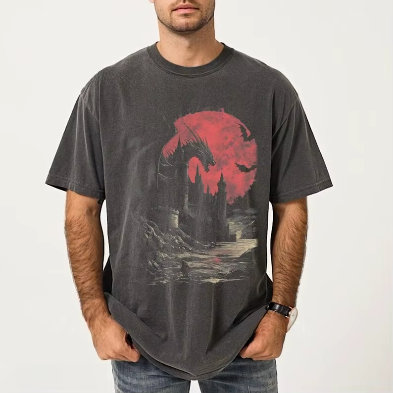 Chemise Dragon T-shirt graphique médiéval confortable coloré hommes dames cadeau