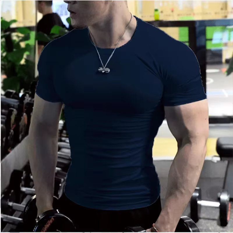 Hommes hauts à la mode t-shirt plaine coupe ajustée