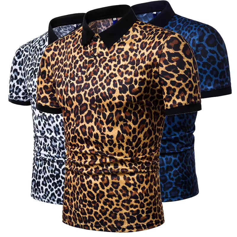 Polo à motif léopard pour hommes
