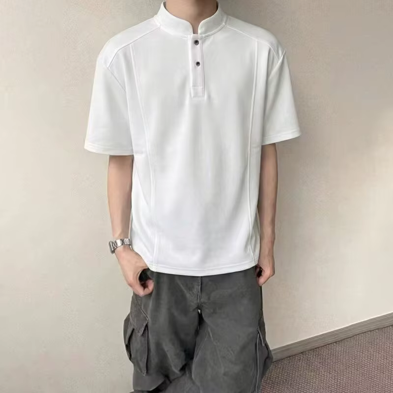 Polo à manches courtes col Henley style américain pour homme – Nouvelle collection été 2026 – T-shirt Cleanfit