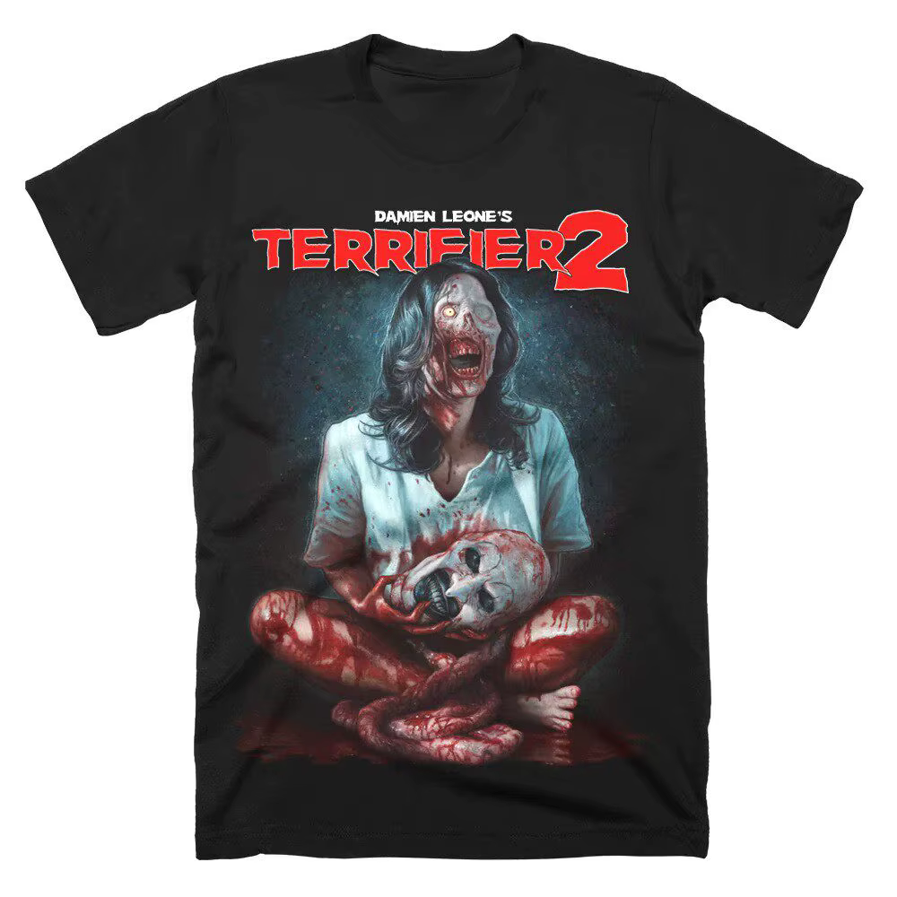 T-shirt Terrifier 2026 – Merch Halloween Film d'Horreur – Coton Noir Imprimé – Style Unisexe Luxe Haut de Gamme pour Hommes et Femmes