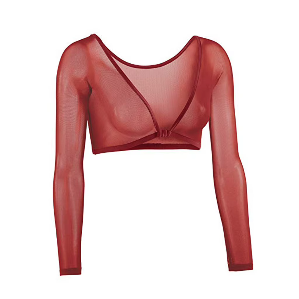 Maillot de corps transparent à manches longues pour femmes