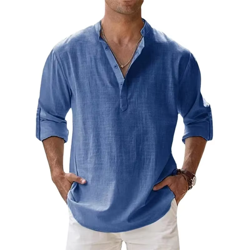 Chemises hawaïennes en coton et lin pour hommes