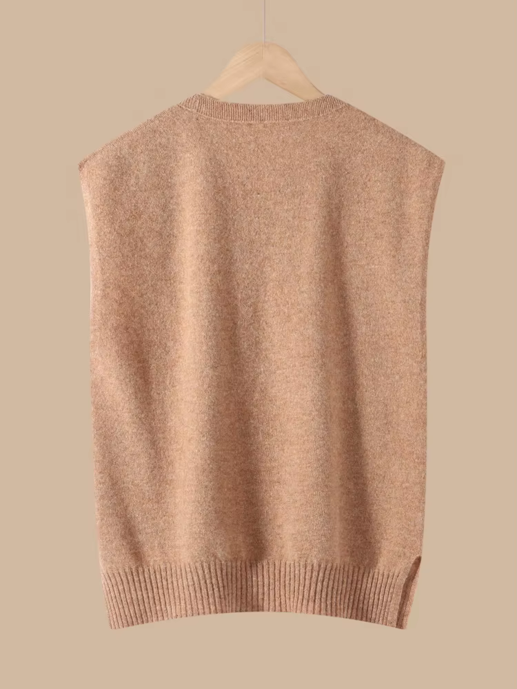 Basique 100% laine mérinos femmes gilet automne hiver pull solide col en v tricoté