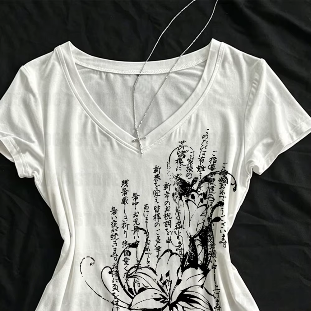 T-shirt pour femme, imprimé gothique d'été