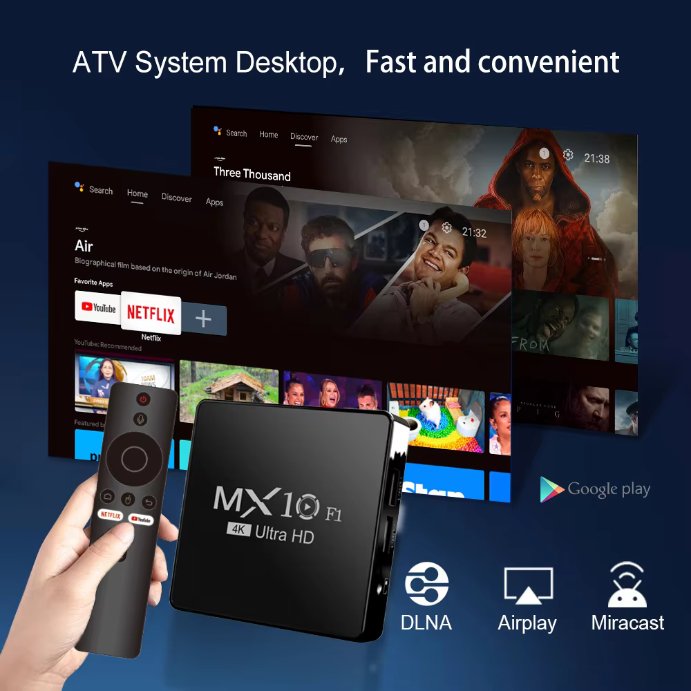 Décodeur numérique Smart TV Box avec certification, Android 13, 4K, vente en gros, 2024, mx10 f1