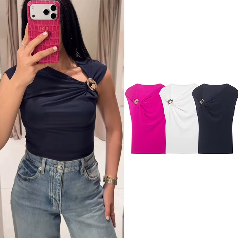 Haut plissé slim pour femme