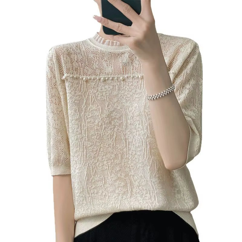 T-shirt en dentelle française pour femme