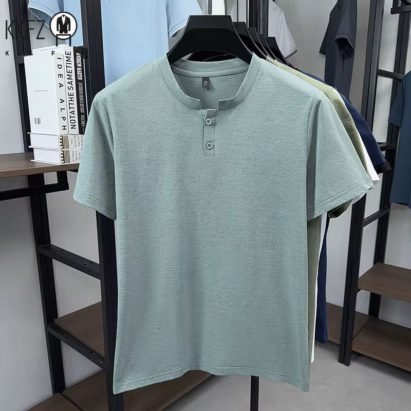 T-shirt Henley uni résistant à la transpiration pour homme