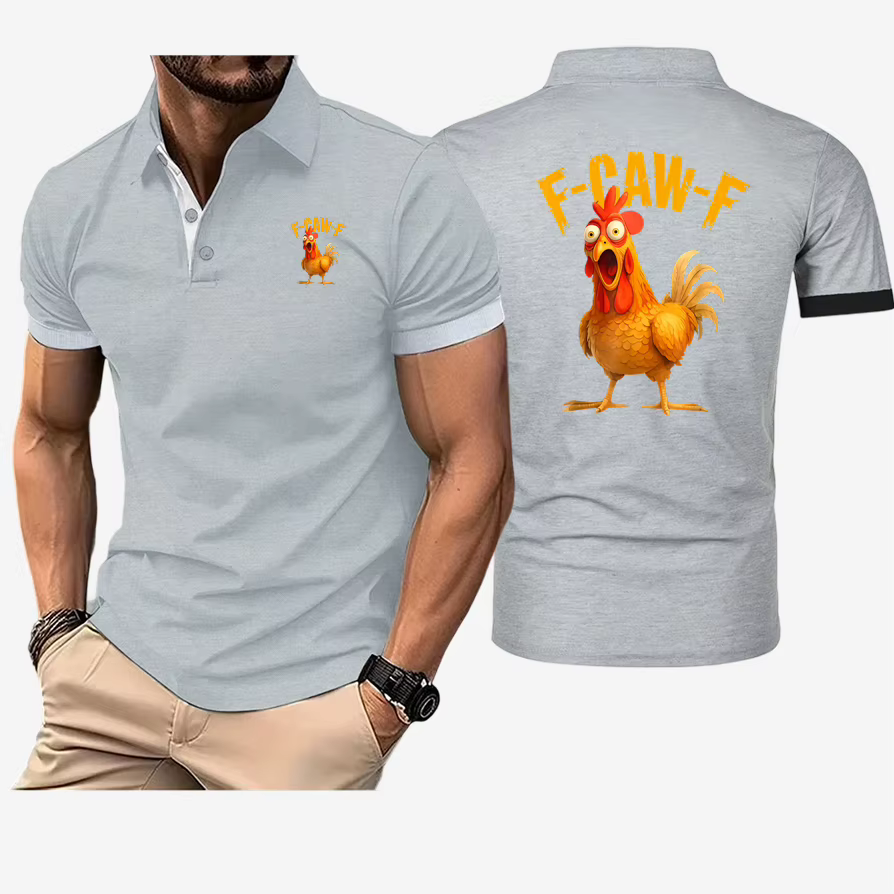 2025 F Caw F poulet FCAWF imprimer hommes nouveau Style été mode respirant Polos chemise décontracté couleur unie haut mince