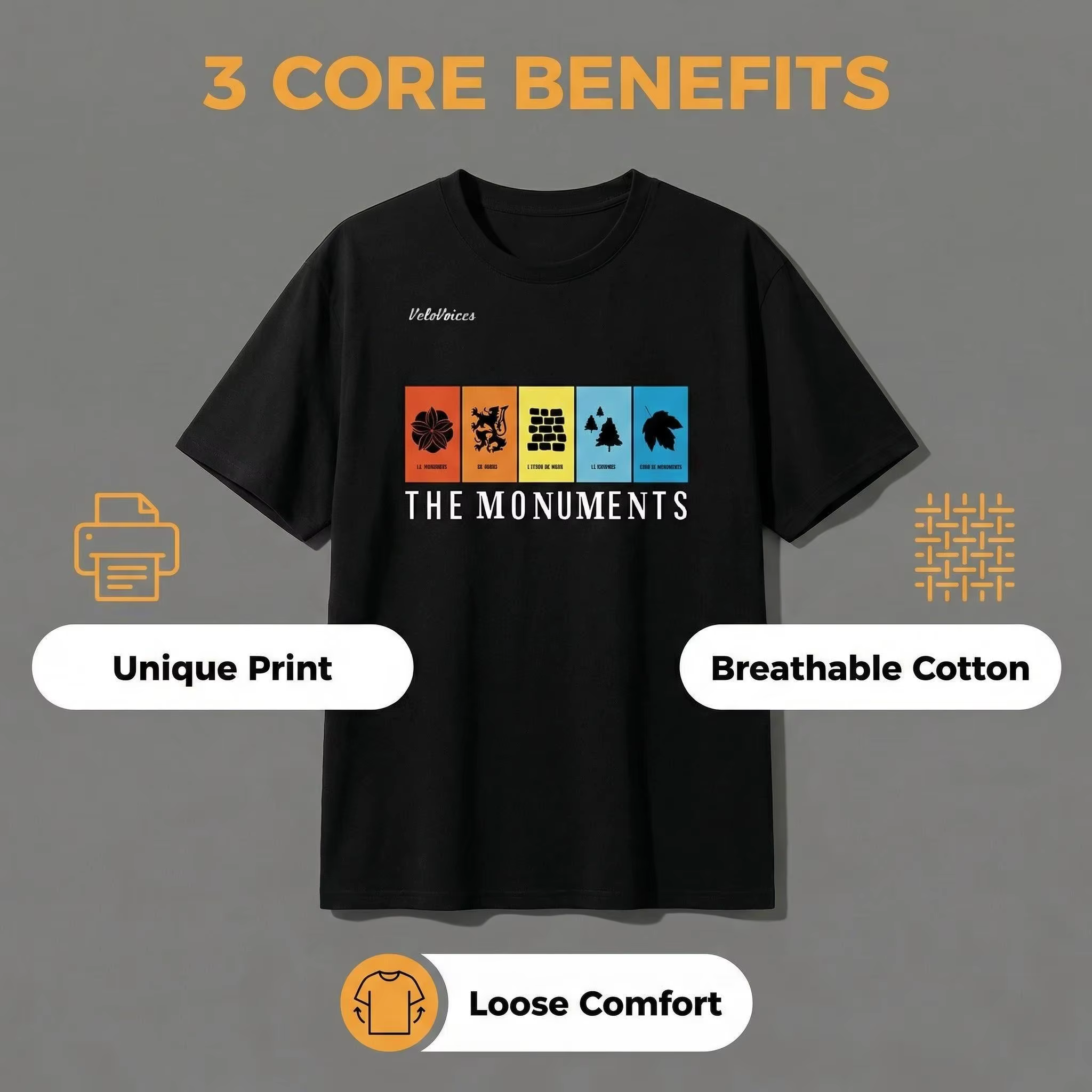 T-shirt Veltiendra ces Monuments en Coton pour Homme et Femme