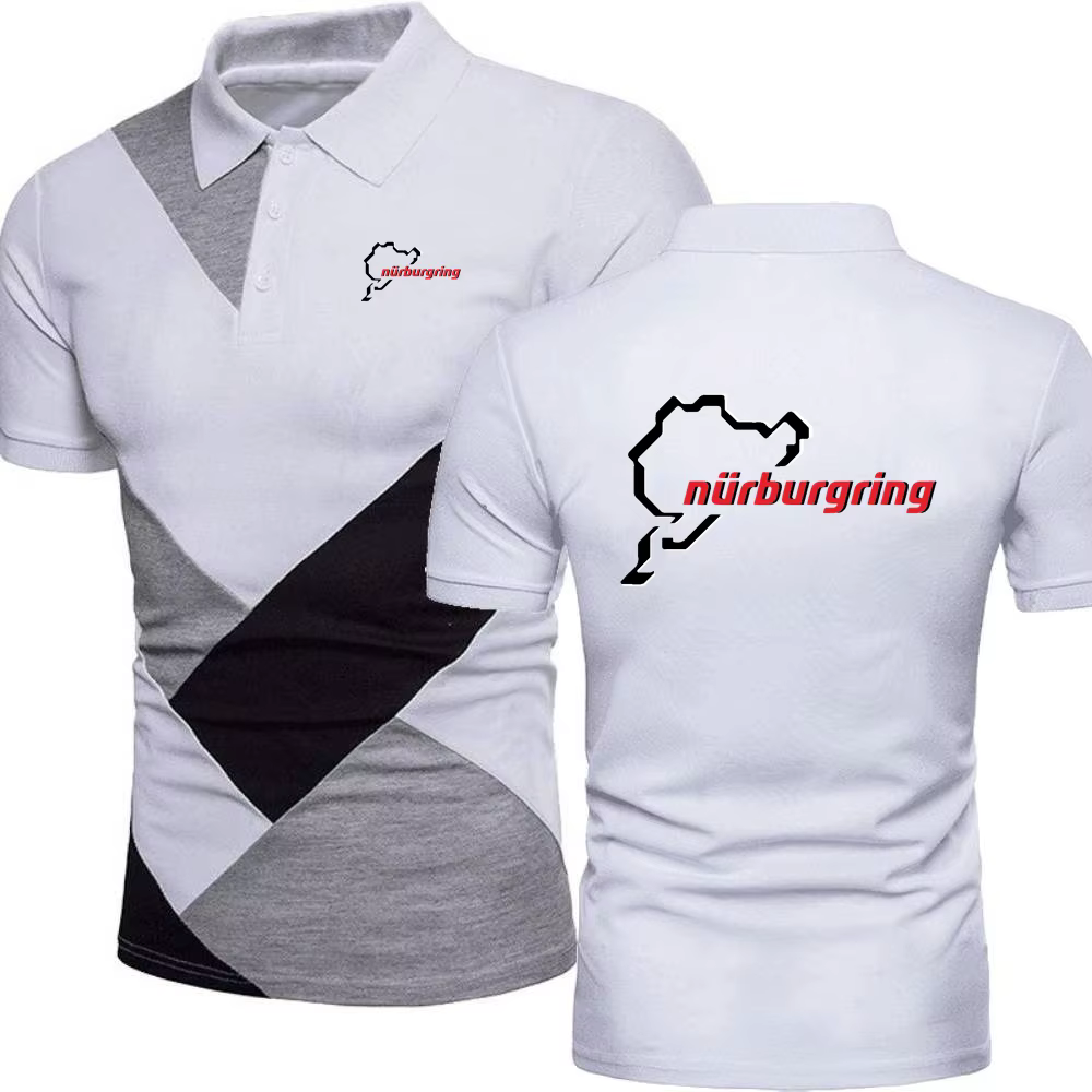 Nürburgring course piste polos hommes couleur bloquée t-shirt aventure amateurs de sport revers