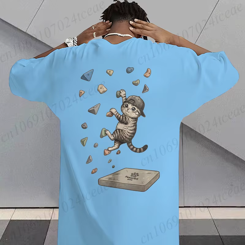 T-shirt graphique chat grimpeur pour hommes et femmes