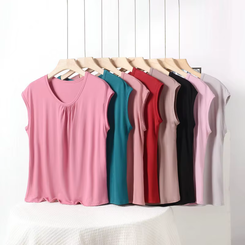 T-shirt sans manches pour femme, couleur unie, grande taille XL à 8XL