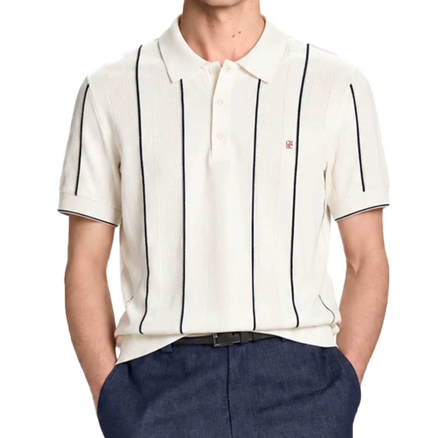 Polo en tricot rayé pour homme CH