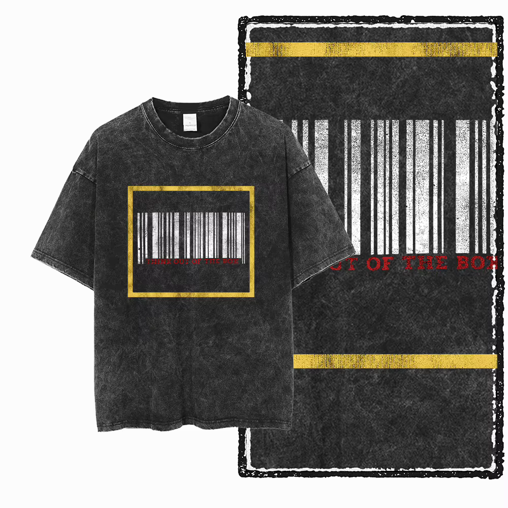 ZB pense à l'extérieur de la boîte imprimé coton lavé à l'acide graphique unisexe t-shirt Cool Streetwear hommes