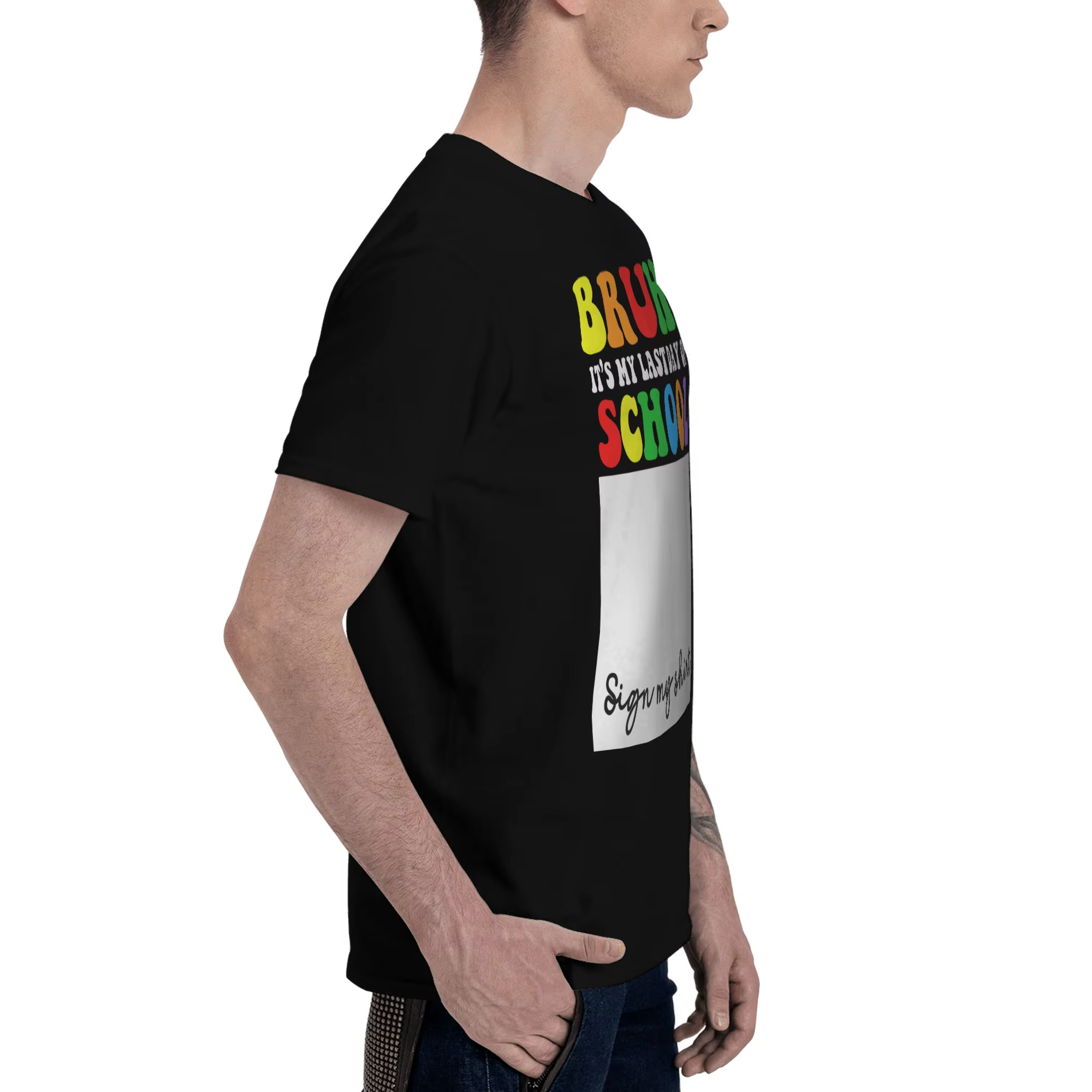 T-shirt 100% coton avec inscription « Bruh's My Last Day of School »