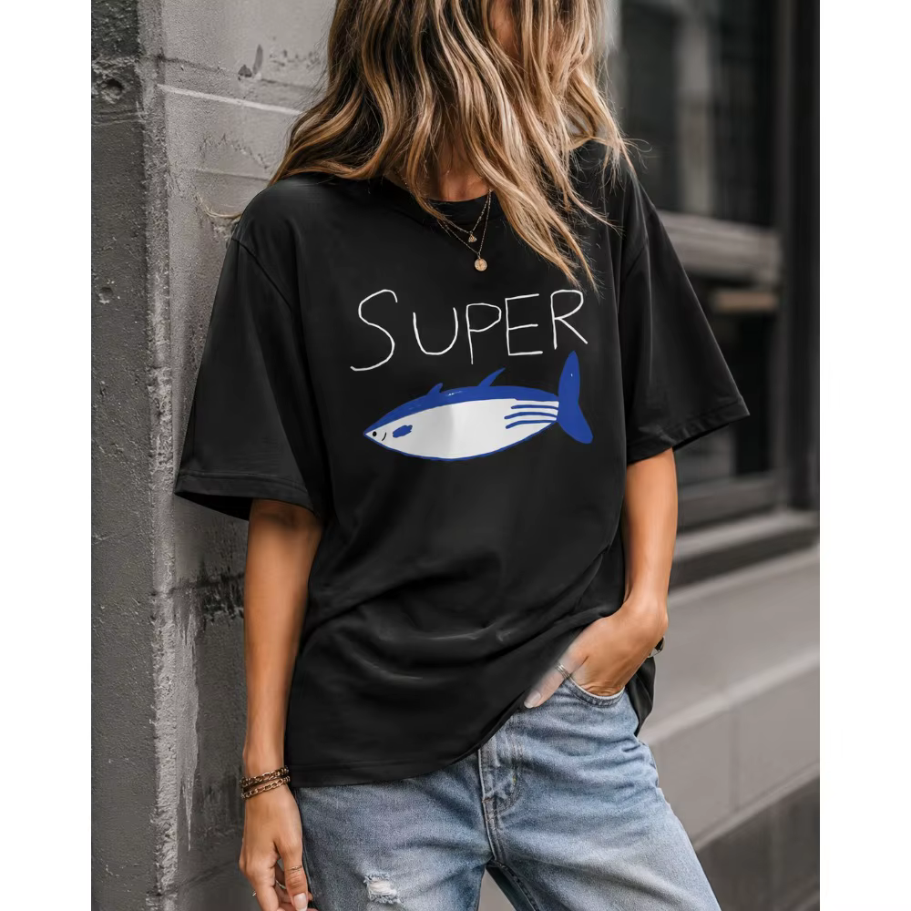T-shirts Kpop coréens Jin Super Tuna Fish, T-shirt Vintage à manches courtes pour femmes, vêtements décontractés, Design ludique, harajuku