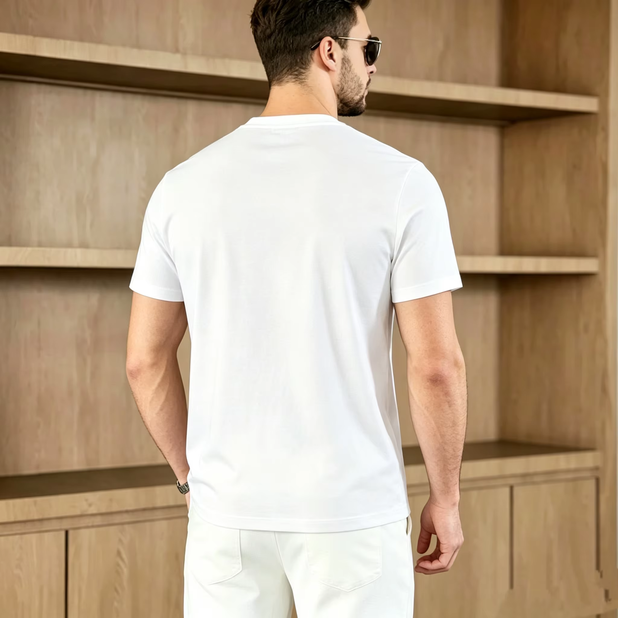 T-shirt pour homme à col rond 100% coton respirant