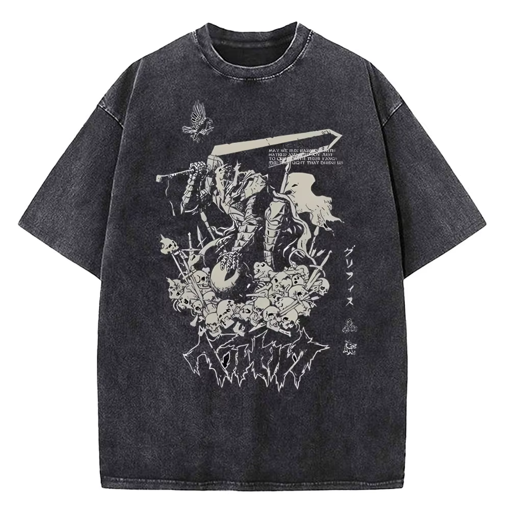 Berserk impression T-Shirt hommes Vintage lavé