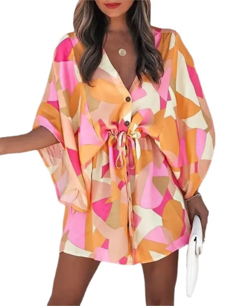 Robe d'été décontractée à manches volantes pour femmes
